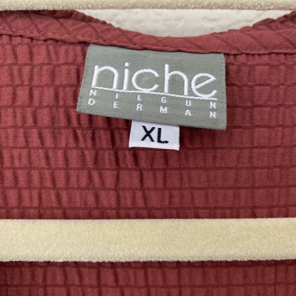 Niche Nilgun Derman Top Womens Size XL Lagenlook Crinkle Rust Orange P2 - Picture 7 of 8